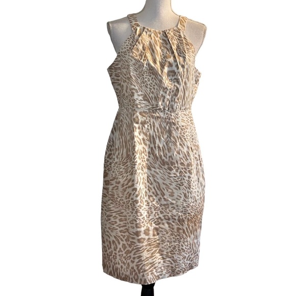 Calvin Klein Sleeveless Halter Sheath Cocktail Dress Women SZ 10 Tan Latte NEW - Picture 1 of 9
